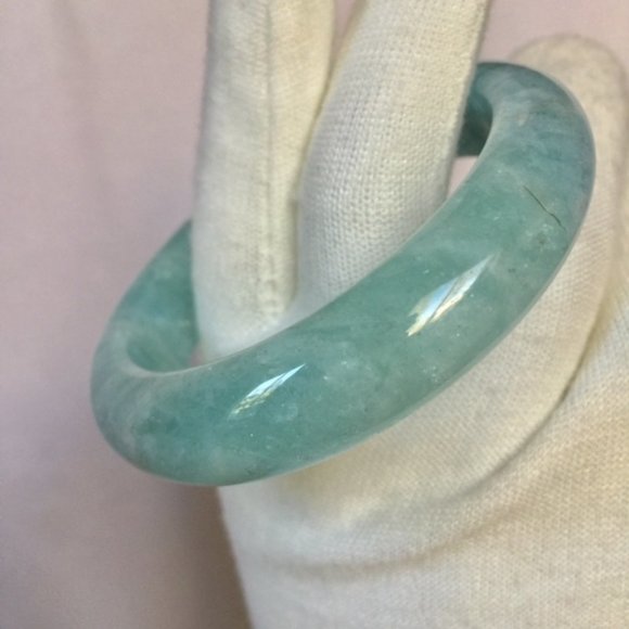 NWOT Natural Blue Aquamarine Crystal Bangle 56mm - Picture 7 of 16